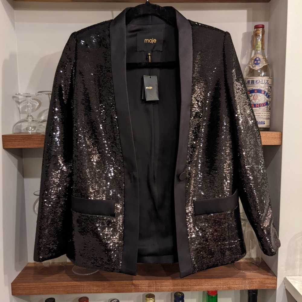 Maje women's black sequined blazer - Picture 3 of 5
